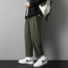 Pantalones Largos Negros Holgados de Moda Primavera Otoño Verano Casuales de Pierna Ancha Recortados Pantalones de Vestir Nuevos para Hombre Rectos