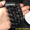 Pulseira de obsidiana natural obsidiana olho colorido pulseira de contas soltas 6-16mm Pulseira de minério de cristal