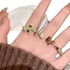 Anillo Abierto Ojo de Tigre Maillard Ecológico, Diseño Versátil de Nicho, Conjunto de Joyería de Moda de Alta Gama