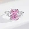 Anillo de Plata de Ley S925 con Corte Flor de Hielo Aguamarina 4 Quilates Clásico de Cuatro Garras Transfronterizo Caliente Salida de Fábrica de Comercio Exterior