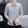 Camisa Masculina de Manga Comprida Casual Primavera e Verão Nova Manga Comprida Coreana Moda Impressa Juventude Negócios Casual Camisa Bonita
