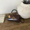 Bolsa Pequena Retro de Couro Oleado Texturizado de Alta Qualidade para Mulheres 2026 Nova Moda Versátil Bolsa Transversal Super Popular Bolsa Quadrada Pequena de Ombro Único
