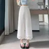 Pantalones de maternidad de verano, pantalones anchos de seda helada Yamamoto, pantalones cortos de encaje de maternidad versátiles de estilo coreano para mujeres petite