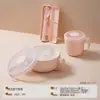 Nuevo Horno de Microondas Set Especial Tazón Taza Palillos Tenedor Cuchara Vajilla Infantil para Estudiantes Juego de Tres Piezas Mayoreo