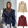 2026 nuevo ZA AliExpress más vendido estilo europeo y americano de color liso para mujer, chaqueta corta, gabardina