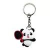 Fornecimento Direto da Fábrica Acessórios Chaveiro Panda Atleta Material de Borracha Macia Espessada Pingente de Chaveiro Plano 2D para Mochila