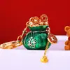 Llavero de coche tipo bolsa de la fortuna china para mujer, colgante de bolsa lindo y creativo, regalo de llavero de metal