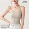 Camisola base sin costuras con copas de sujetador incorporadas para mujer, corte ajustado, anti-exposición, se puede usar como capa interior o exterior, con copas fijas invisibles y tirantes