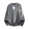 Venda Direta da Fábrica Marca da Moda Personalidade Falso Duas Peças Tricô Suéter Fábrica Roupas Masculinas com Fio Suéter com Fio Preto Cáqui