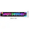 Novos adereços de decoração de aniversário transfronteiriços: Bandeiras decorativas de poliéster 100D, tecido para fundo de aniversário, faixas e dísticos personalizados