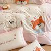 Juego de Cama de Invierno para Niños Clase A de Leche Cálida de Terciopelo de Coral de Cuatro Piezas Estilo Dibujos Animados Bordado Funda de Edredón Engrosada Ropa de Cama