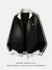 Chamarra estilo americano de calle con bloques de color de tres rayas y cuello alto, unisex, colección de otoño, chamarra abierta informal deportiva de moda, corte holgado, adecuada para parejas
