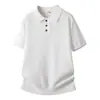Camisa Polo de Color Sólido con Cuadros de Diamantes Jacquard Hueco para Hombre, Camiseta de Manga Corta con Cuello de Solapa, Top de Punto Transpirable