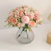 Decoración de Boda al Aire Libre Flores Artificiales Peonía Flores de Seda Decoración de Caja de Dulces Artificial Rosa de 7 Cabezas Hortensia Ramo