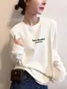 Camiseta negra de manga larga acanalada de algodón puro estilo coreano para mujer, moderna y versátil, top juvenil y elegante, camiseta básica para otoño