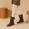 Botas de Vaquero Occidentales de Media Tacón hasta Media Pantorrilla Serie Maillard 2026 para Mujer con Hebilla de Cinturón y Diseño Vintage Plisado