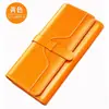 Carteira Feminina de Couro Puro Três Dobras Longa Fivela Couro Couro Bovino Porta-Cartões Múltiplos Grande Capacidade Estilo Coreano Carteira Feminina Carteira