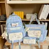 Mochilas escolares atractivas para chicas de secundaria y estudiantes de preparatoria, mochilas lindas a cuadros frescos, mochilas de tres piezas de gran capacidad