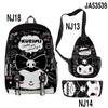 3D Novo Produto Estampado Periférico Sanrio kuromi kuromi Mochila Escolar Mochila Estojo de Lápis Bolsa de Ombro Conjunto de Três Peças