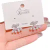 Pendientes Exquisitos y Pequeños de Cruz con Circonita y Perla para Mujer, Aguja de Plata 925, Elegantes Franceses, Nicho de Gama Alta para Mujer