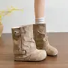 Versátiles botas nuevas con suelas que aumentan la altura, botas de moda retro adelgazantes para mujeres menudas, estilo francés para primavera y otoño, botas de mujer 2026 con altura interior creciente