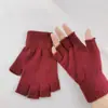 Guantes de Color Sólido de Medio Dedo Sin Dedos Para Escribir Cálidos Unisex Negros Simples Invierno Estudiante Oficina Ciclismo Guantes Tejidos