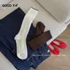 Calcetines de Algodón para Mujer Otoño/Invierno 2026 con Pliegues Acordeón, Textura de Canalé Vertical, Ribete de Color Contrastante, Calcetines Elásticos para Pantorrilla