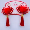 Horquilla Roja de Año Nuevo Estilo Chino para Niños, Adorno para el Cabello de Año Nuevo para Niñas, Accesorios para el Cabello Hanfu Estilo Antiguo, Horquilla con Borla para Niñas Pequeñas