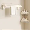 Toallero de Aluminio Espacial Perforado Estilo Crema Toallero de Baño Estante de Baño Colgador Juego de Cinco Piezas para Inodoro