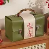 Caja de Regalo de Cuero de Gran Capacidad para Artículos de Año Nuevo, Empaque de Regalo Festivo de Alta Gama para Frutos Secos y Snacks, Hecho a Medida
