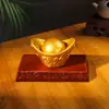 Adorno Creativo Qiqi Yuanbao de la Fortuna Artesanía de Resina con Base de Imitación Madera para Decoración que Atrae la Riqueza Decoración del Hogar