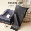 Calça masculina longa de veludo cintura alta roupa íntima plus size sem costura justa outono e inverno camada única média grossa calça quente