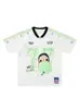 Camiseta deportiva de manga corta con cuello en V, estampado de dibujos animados lindo, marca moderna estilo americano para mujer, top fino de verano de secado rápido