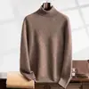 Suéter de Cachemir de Capa de Aire Otoño e Invierno 2026 Nuevo Suéter Básico de Cuello Alto para Hombre Suéter Pulóver Casual de Color Sólido para Persona de Mediana Edad