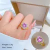 [Oro Real] Anillo de bodas rosa amor abierto ajustable pulsera simple anillo japonés anillo de pareja