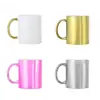Taza electroplateada con transferencia de calor y asa dorada, taza de cerámica con recubrimiento para sublimación, taza de café retro estilo nórdico en dorado y plateado