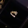 Pinzas para Orejas de Perla de Doble Capa con Circonita Bañadas en Oro Real para Mujeres Sin Perforaciones, Pinzas Elegantes Retro Francesas para Cartílago Auricular, Pendientes de Lujo Ligero para Mujeres