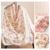 Bufanda Larga de Seda con Estampado de Tulipanes Nueva Primavera 2026, Seda Artificial, Textura Suave, Bufanda Protectora para el Cuello, Chal Delgado para Mujer