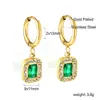 Pendientes Vintage de Estilo Francés Incrustados con Diamantes con un Diseño de Lujo Ligero, Pendientes Geométricos con Aros de Circonita Blanca, Joyería para Orejas de Acero Inoxidable Chapado en Oro