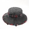 Estilo Étnico Sombrero de Pescador Algodón Bordado Dibujos Animados Cuerda Protector contra el Viento Sombrero Cubeta Lavado Sombrero de Pesca Sombrero de Sol Estilo Vaquero Occidental