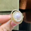Accesorios DIY Anillo de Perla de Lujo en Plata de Ley S925 Accesorios de Montura Base de Anillo de Gama Alta Tamaño Ajustable 10-11mm