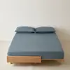 100% Algodón de Fibra Larga Alta Densidad de Hilos Cepillado Pieza Única Algodón Puro Grosor Sábana Ajustable Cobertura Total Todo Algodón Cubre Cama Color Sólido Satén