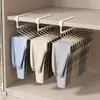 Barra de Cabide para Guarda-Roupa Baixo em Forma de U Montada no Topo, Cabide de Calças Vertical para Armário Fino, Barra Cruzada sem Furos