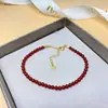 S925 prata ano de nascimento Ano novo chinês muito fino vermelho ágata contas pulseira vermelha empilhada pulseira fina leve de luxo requintado para as mulheres