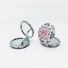 Espejo de maquillaje plegable personalizado de fabricantes de fuentes, espejo pequeño redondo, espejo creativo de doble cara de cuero PU, espejo portátil