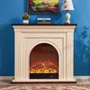Decoración de Chimenea Retro Negra Tallada Nórdica Francesa Americana Gabinete de Almacenamiento Inserto de Chimenea Eléctrica Chimenea Calefactora