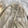 Casaco jeans cor de lama amarela masculino moda primavera e outono marca americana high street jaqueta masculina lapela babado bonito solto casual roupa superior