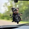 Transfronterizo Nuevo Dibujo Animado Creativo 2D Perro Montando una Bicicleta Acrílico Adorno para Espejo Retrovisor de Coche Aleación de Aluminio