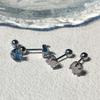 Aretes Fantasía Mori Color Lichi Azul para Mujer Pequeños de Alta Gama Tornillos Hebilla de Rosca Hélice del Oído Clavo de Oreja Aretes de Nicho