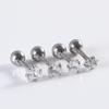 Pendientes sencillos de circonita de cuatro garras con bola de aguja fina y estrella de cinco puntas, joyería para mujer.